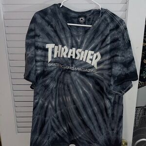 Thrasher Black & Gray Spiral Tie-Dye Tee